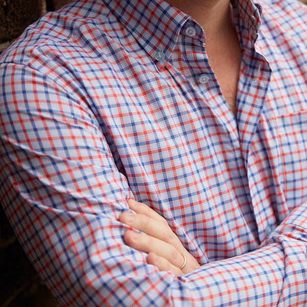 Long Sleeve Check Shirt - Navy / Red – Shaws Department Stores