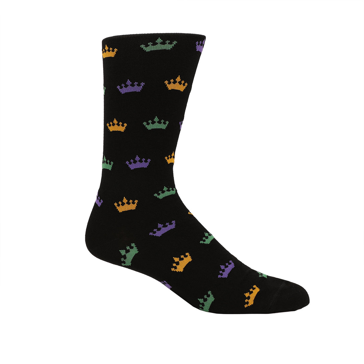 Purple, Gold, &amp; Green Crown Black Socks