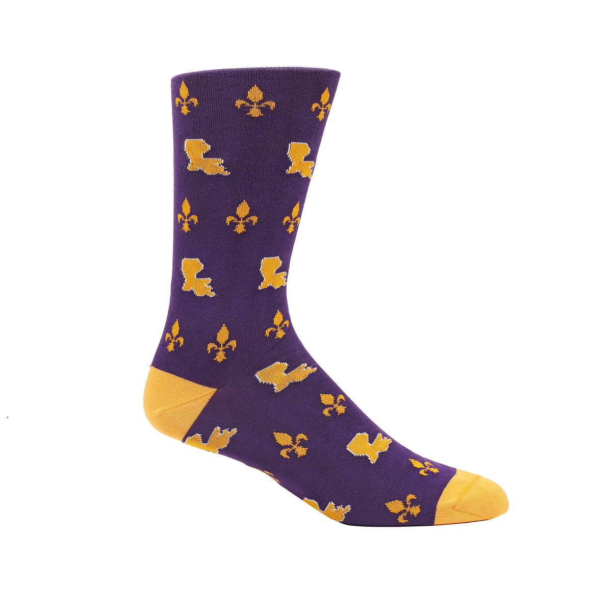 Purple &amp; Gold Louisiana &amp; Fleur De Lis Purple Socks