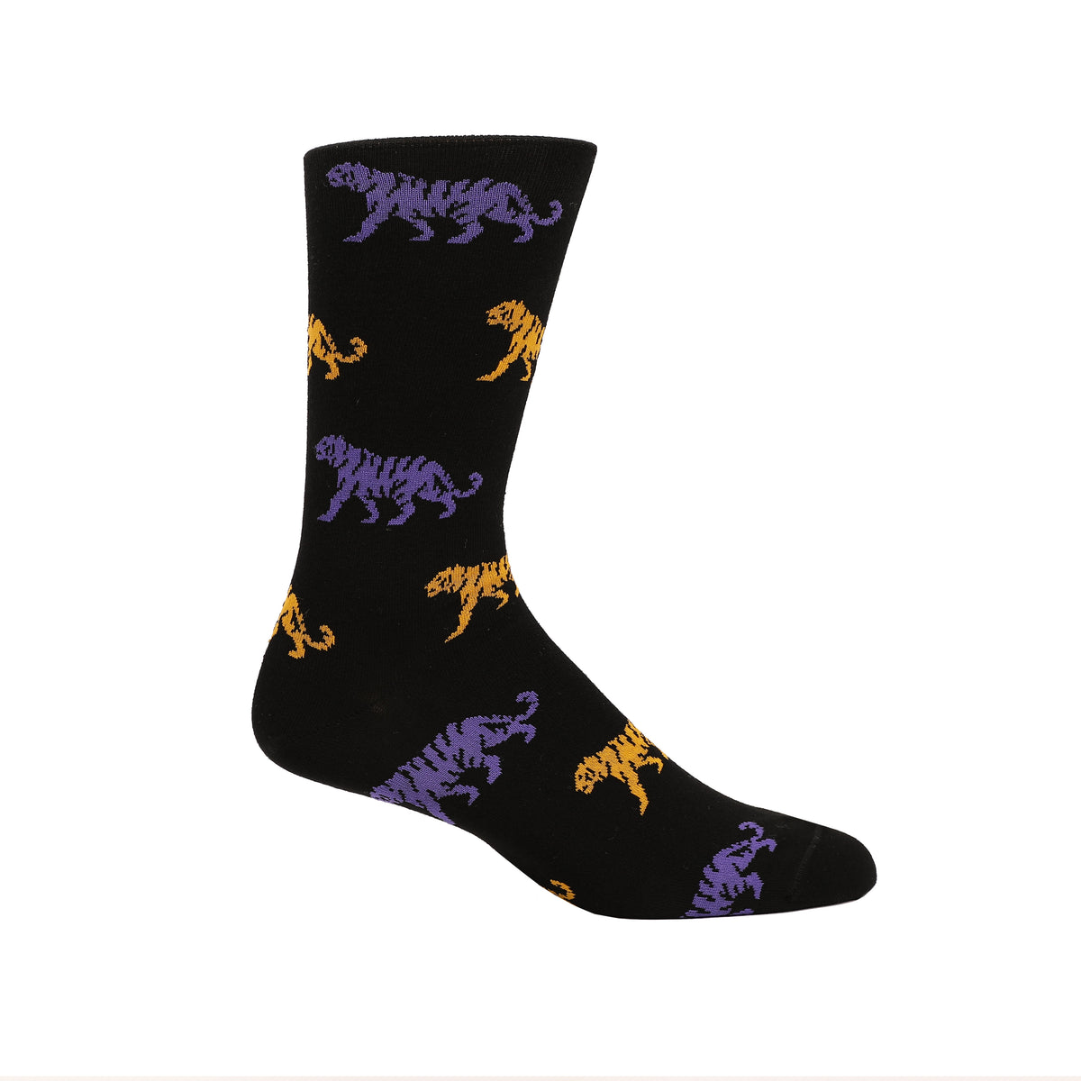 Purple &amp; Gold Tigers Black Socks