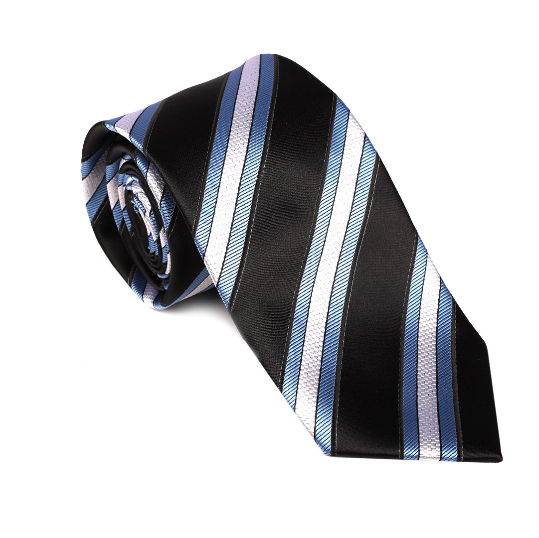 Black &amp; Blue Bold Stripe Tie