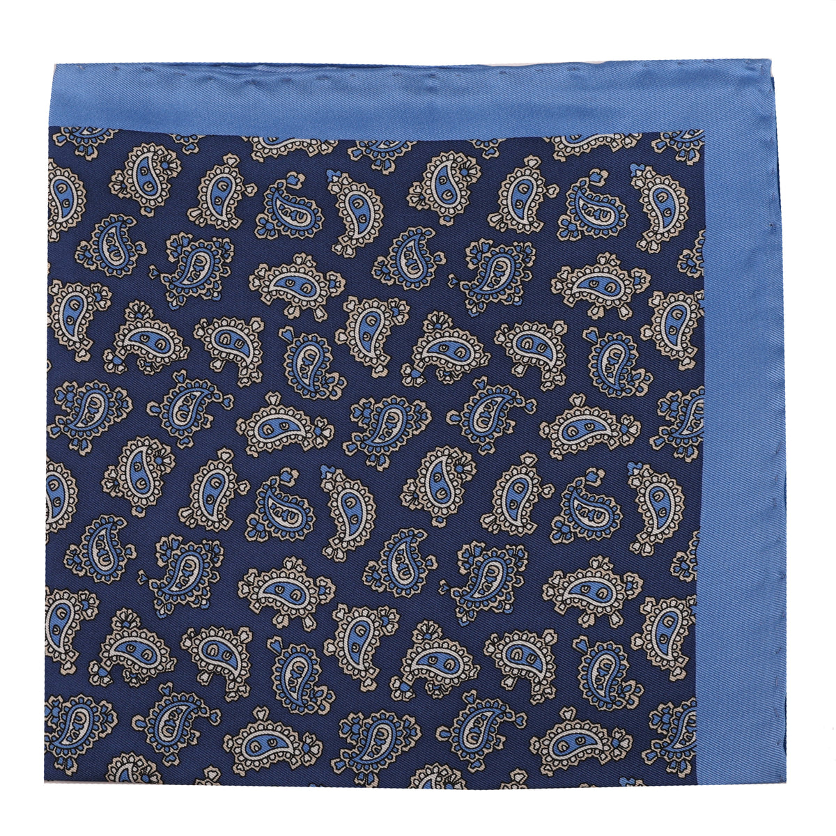 Navy &amp; Blue Silk Paisley Pocket Square