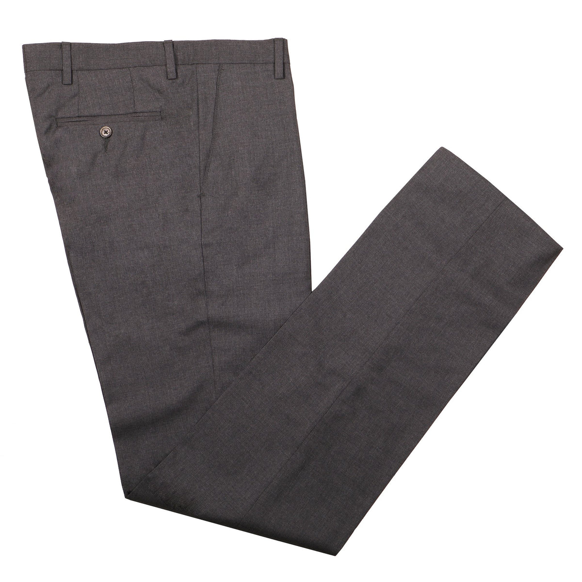 Metairie Charcoal Flat Front Wool Dress Pant - Tailored Fit