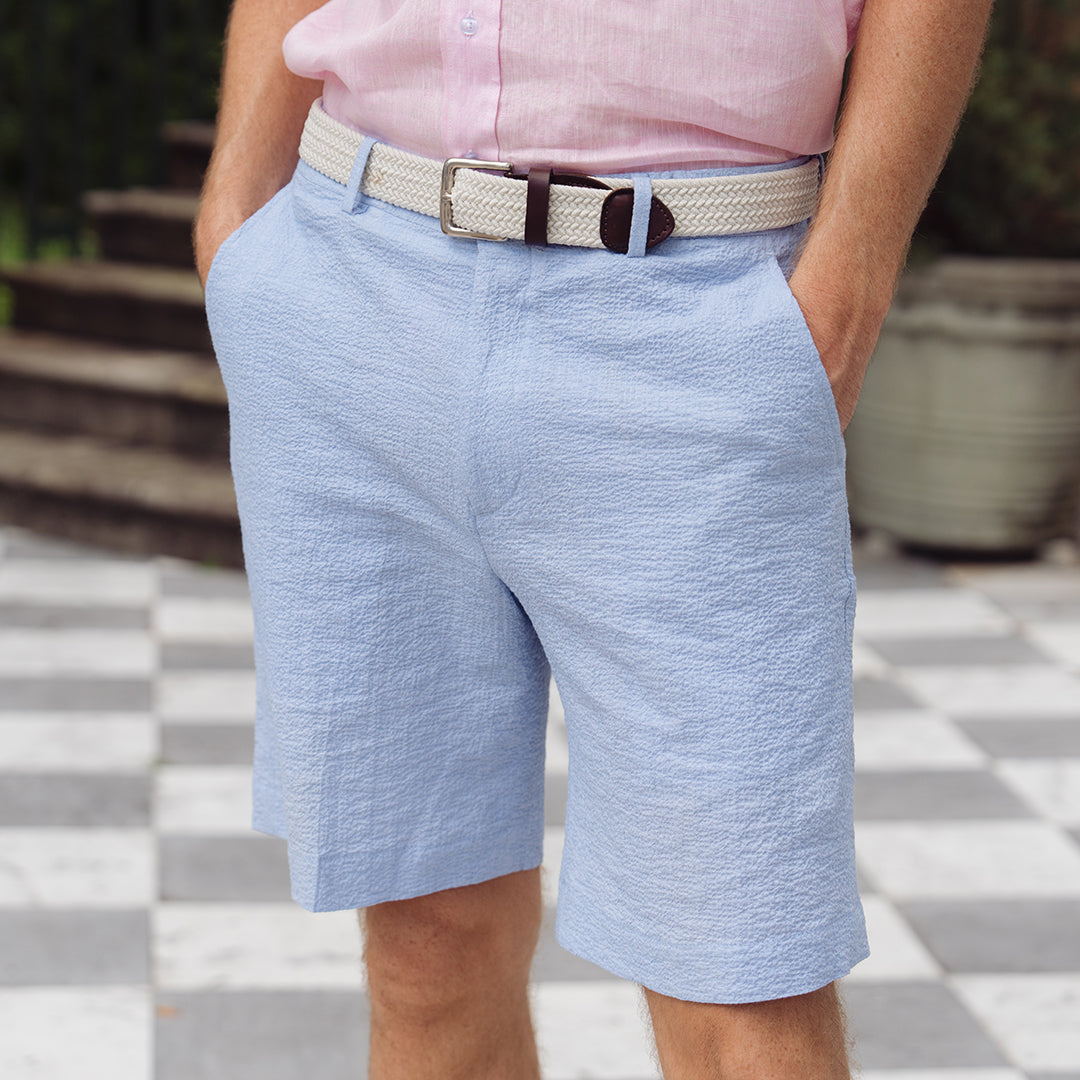 Harahan Lt. Blue Solid Seersucker Short