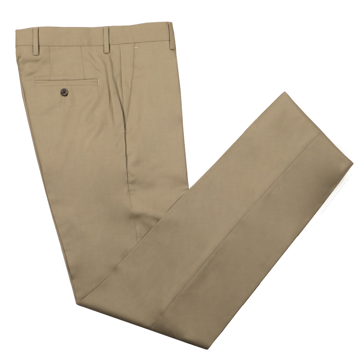 Metairie Tan Wool Flat Front Wool Dress Pant - Tailored Fit