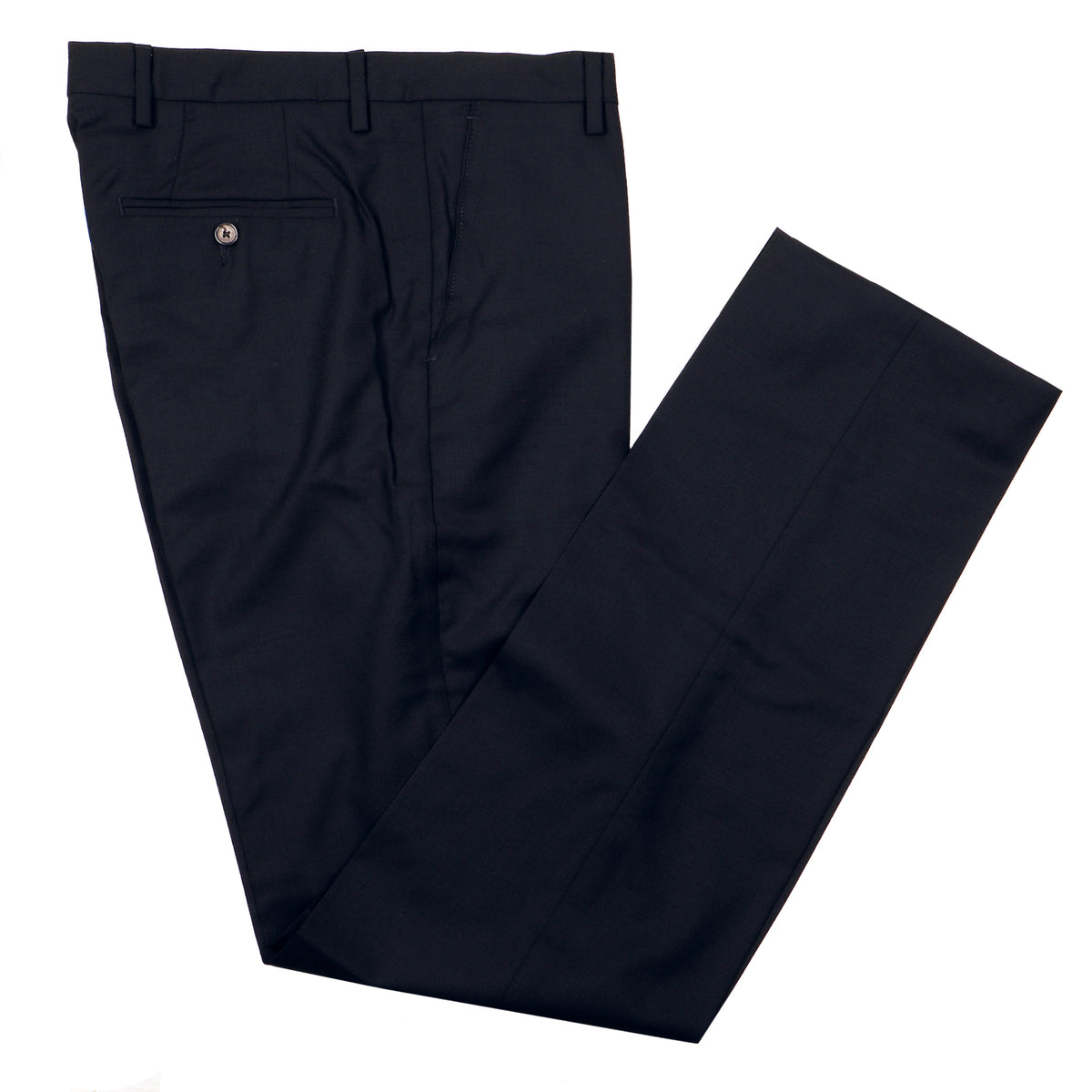 Metairie Navy Flat Front Wool Dress Pant - Tailored Fit