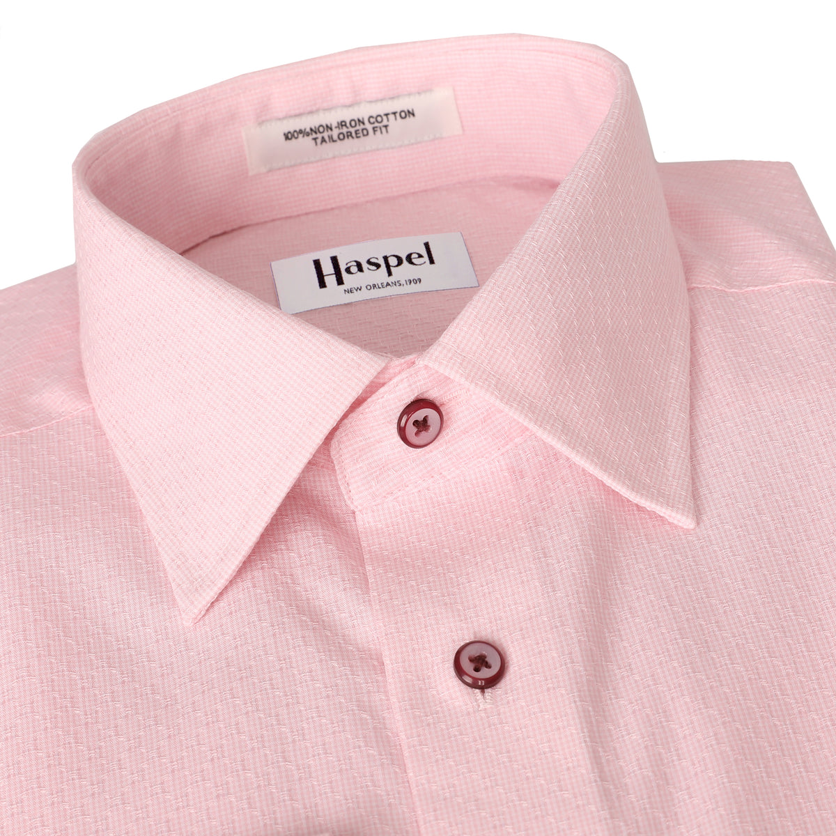 Dauphine Textured Pink Oxford (Tailored Fit) Dress Shirt - Spread Collar