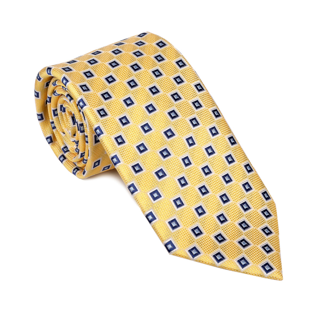 Yellow With Navy Diamonds Tie