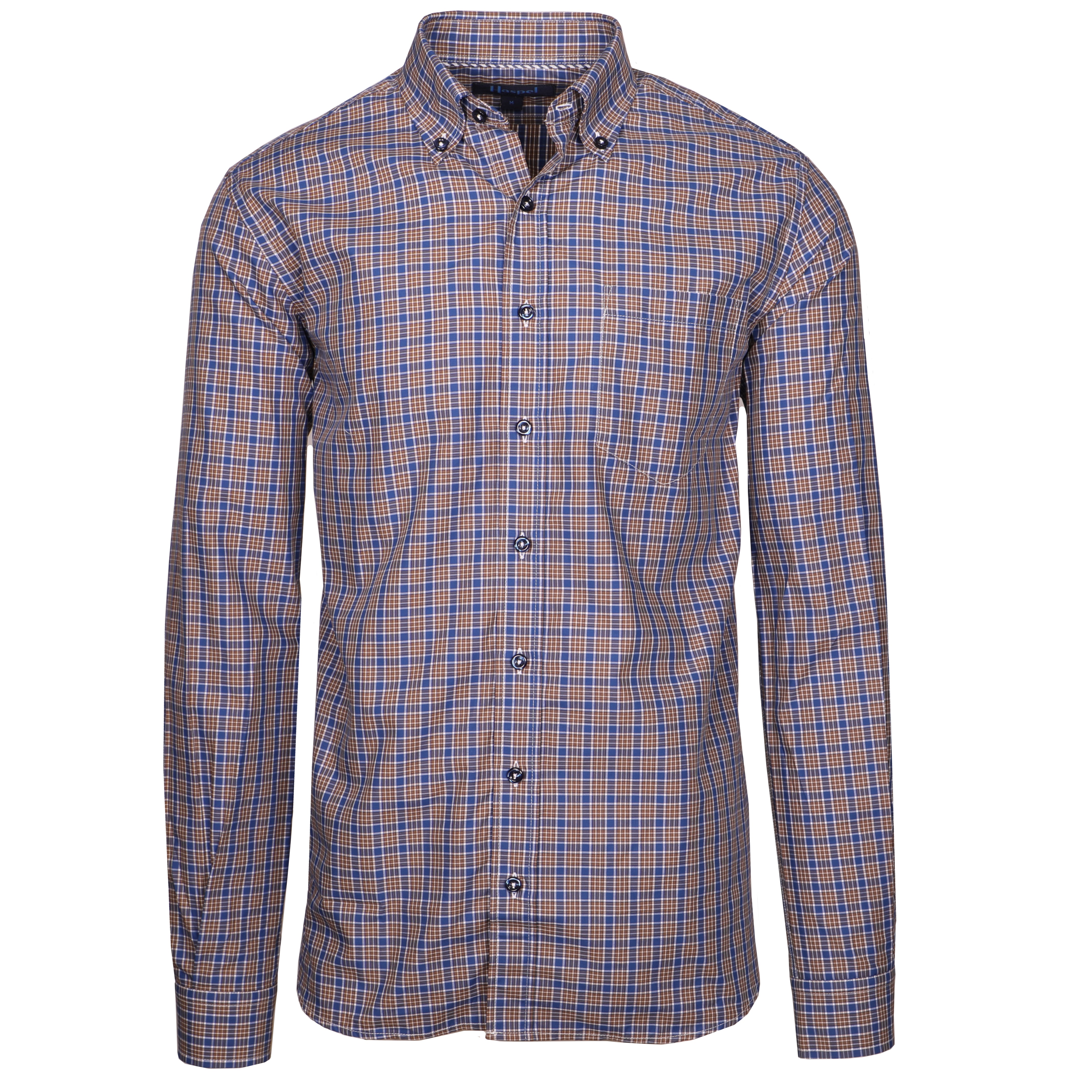 Men's Long Sleeve Shirts | Franklin Brown Navy Check | Haspel