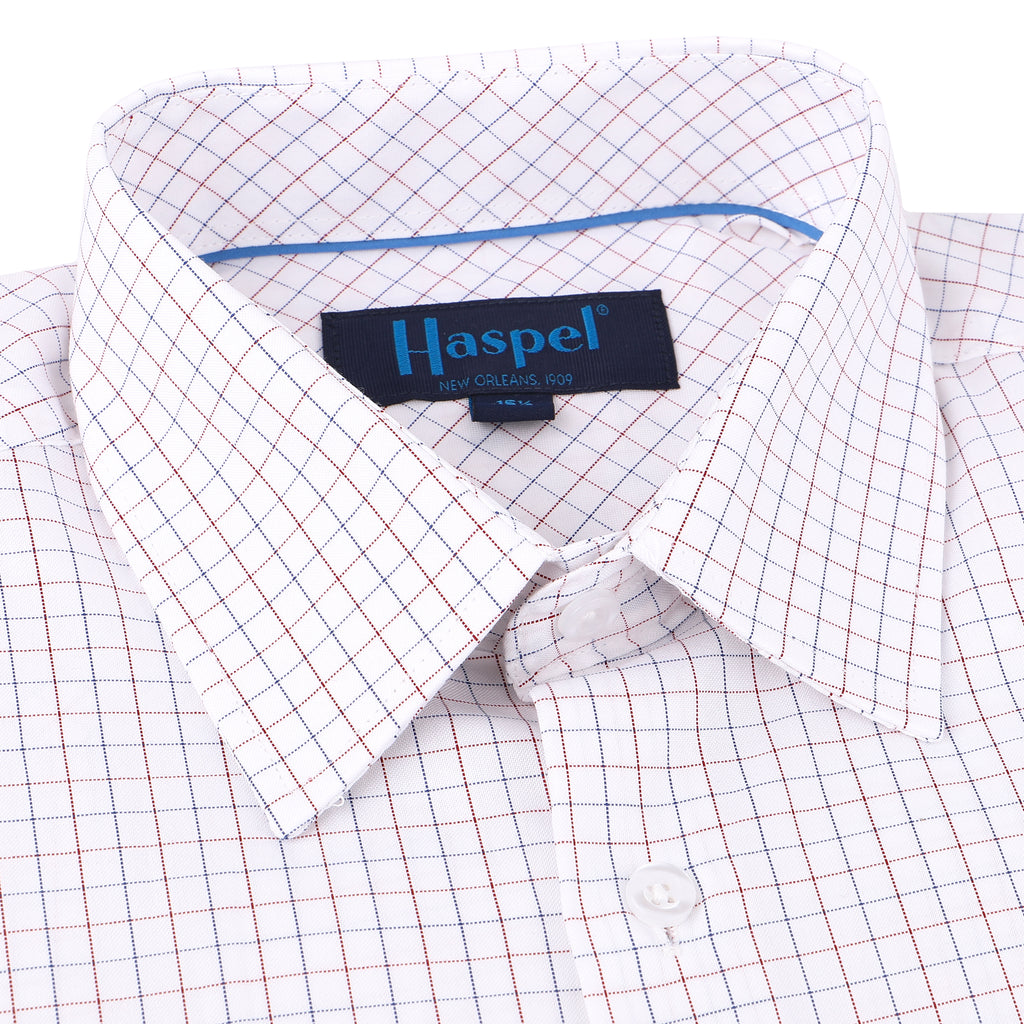 Men's Long Sleeve Shirts | Blue and Red Mini Graph Check | Haspel