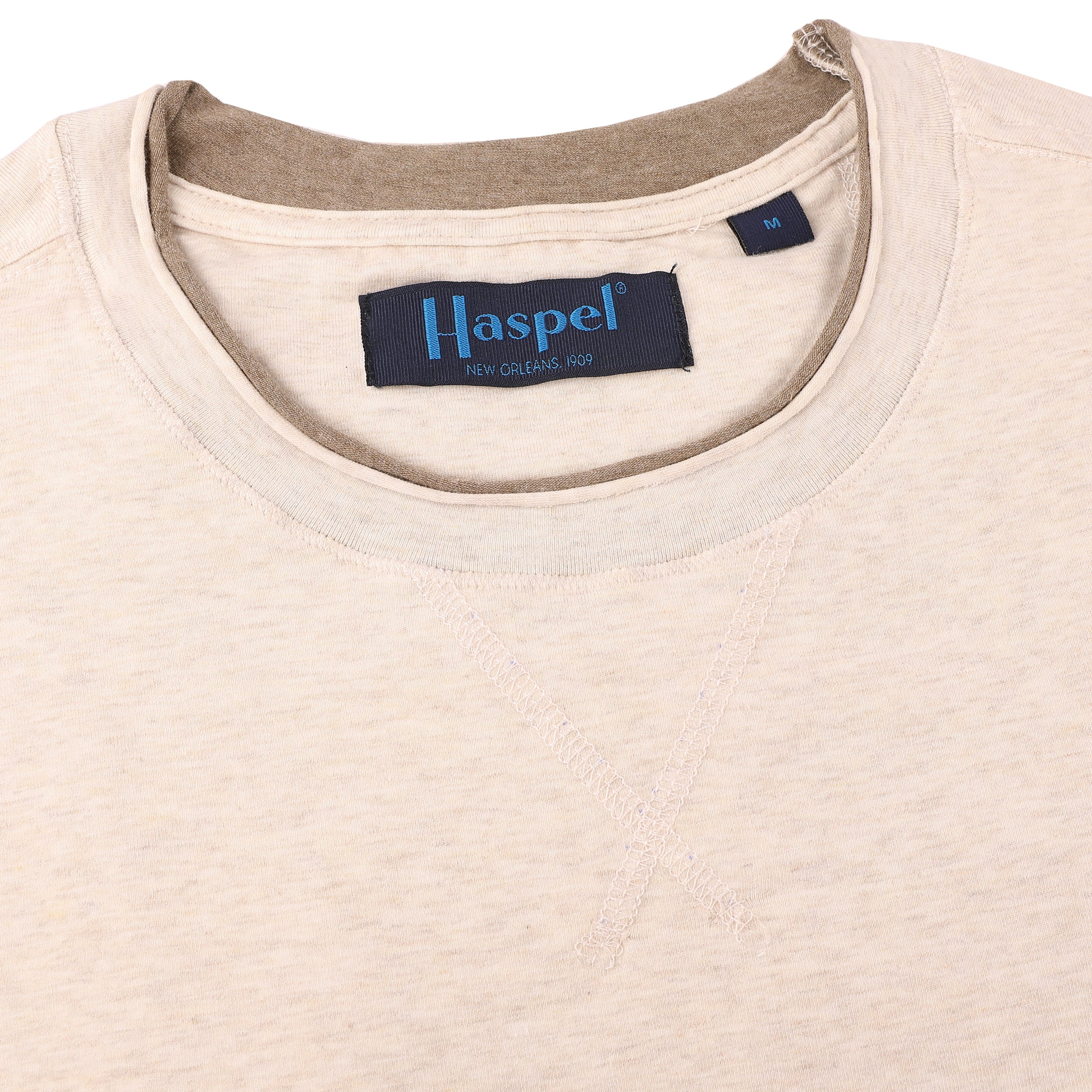 Men's T-Shirts, Pompeii Peach Melange Contrast Crew T-Shirt